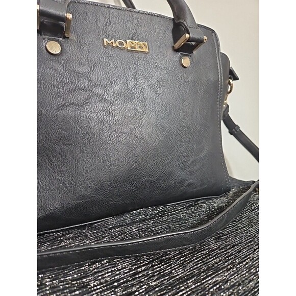 Black Handbag Woman MoMa, Zipper And Strips Bag - Picture 4 of 11